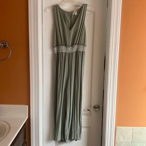 Sage green linen jumpsuit